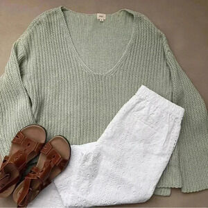 O&O 100% Cotton Sage Green Spring Sweater: M
